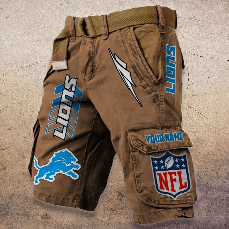 Detroit Lions Pocket Print Cargo Shorts (Belt Not Included) S9MCS281