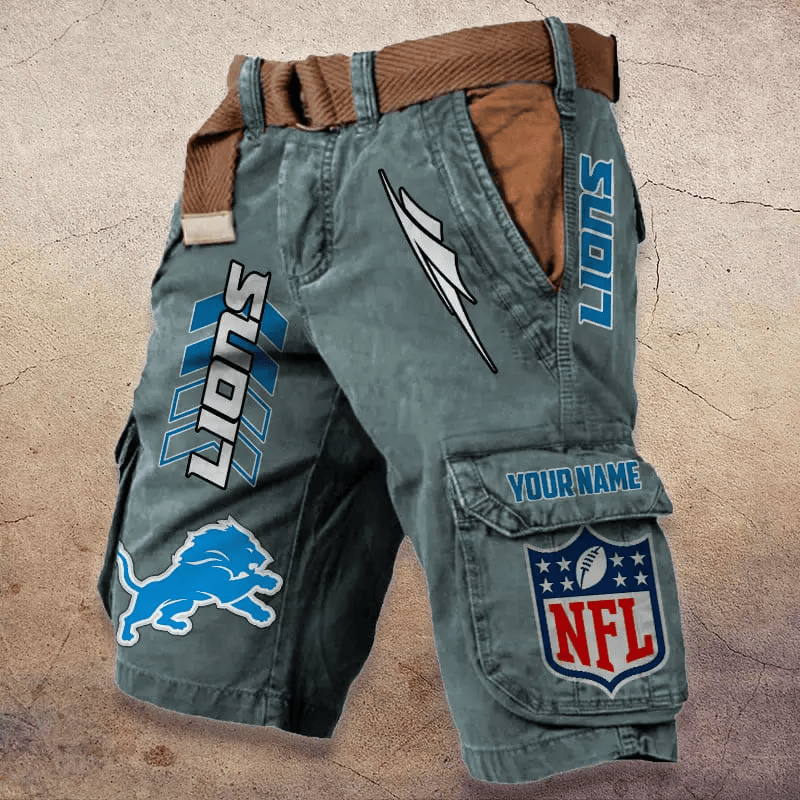 Detroit Lions Pocket Print Cargo Shorts (Belt Not Included) S9MCS281