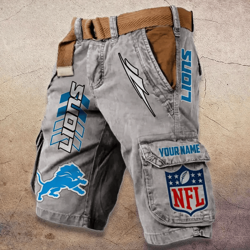 Detroit Lions Pocket Print Cargo Shorts (Belt Not Included) S9MCS281