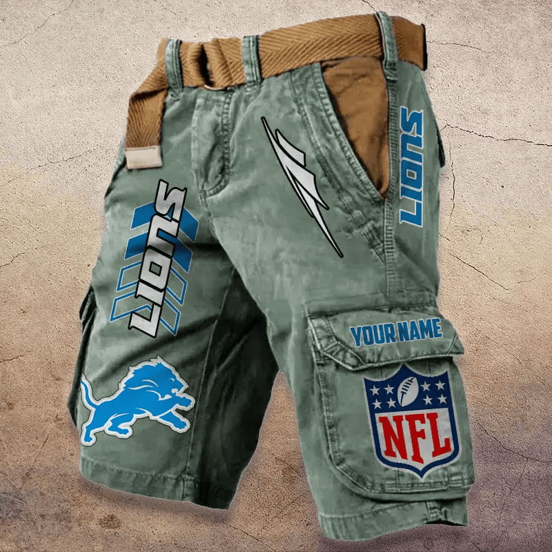 Detroit Lions Pocket Print Cargo Shorts (Belt Not Included) S9MCS281