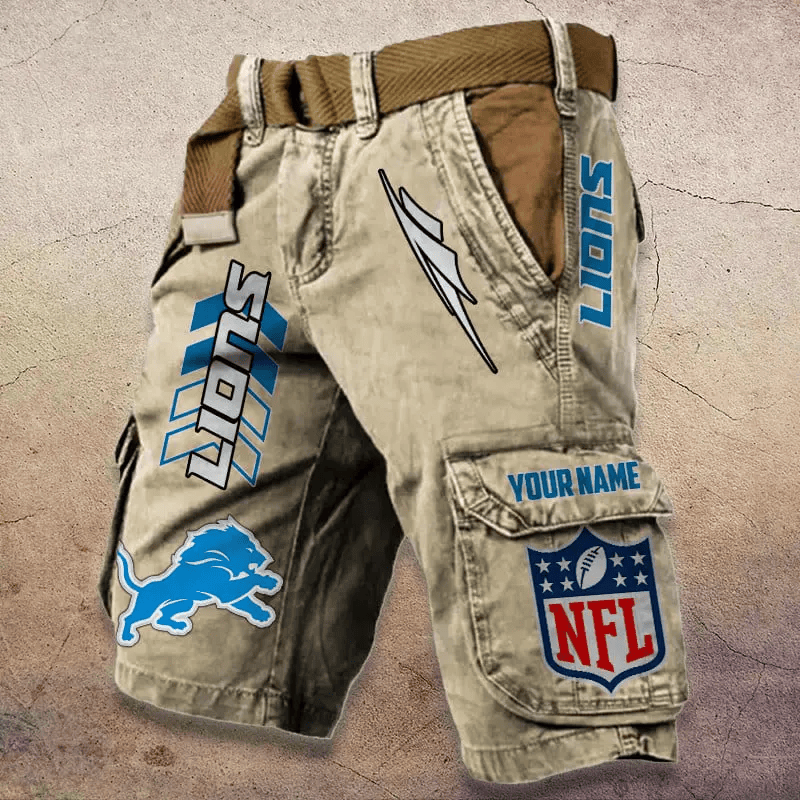 Detroit Lions Pocket Print Cargo Shorts (Belt Not Included) S9MCS281