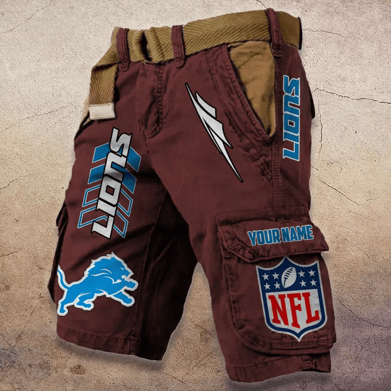 Detroit Lions Pocket Print Cargo Shorts (Belt Not Included) S9MCS281