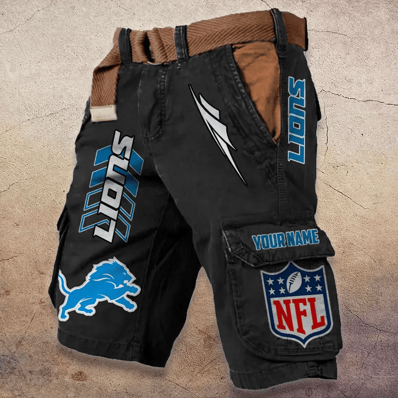 Detroit Lions Pocket Print Cargo Shorts (Belt Not Included) S9MCS281