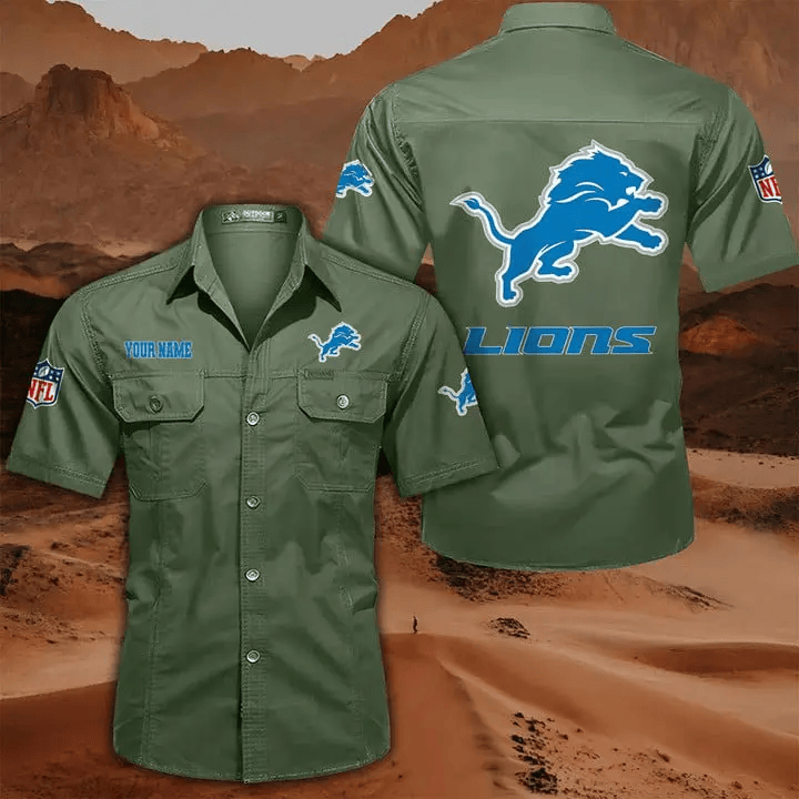 Detroit Lions Military Cargo Cotton Shirts