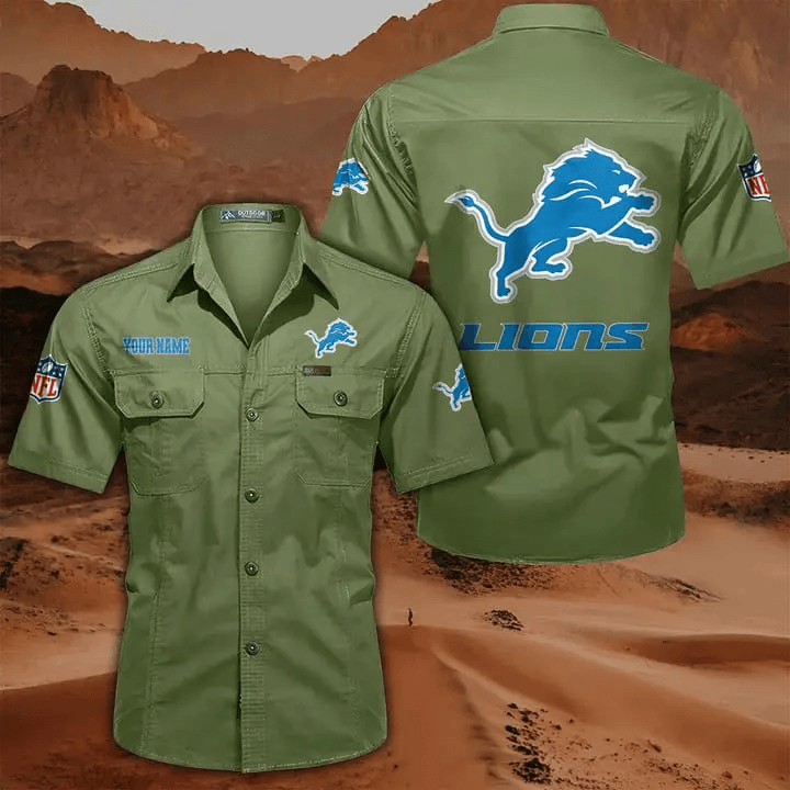Detroit Lions Military Cargo Cotton Shirts