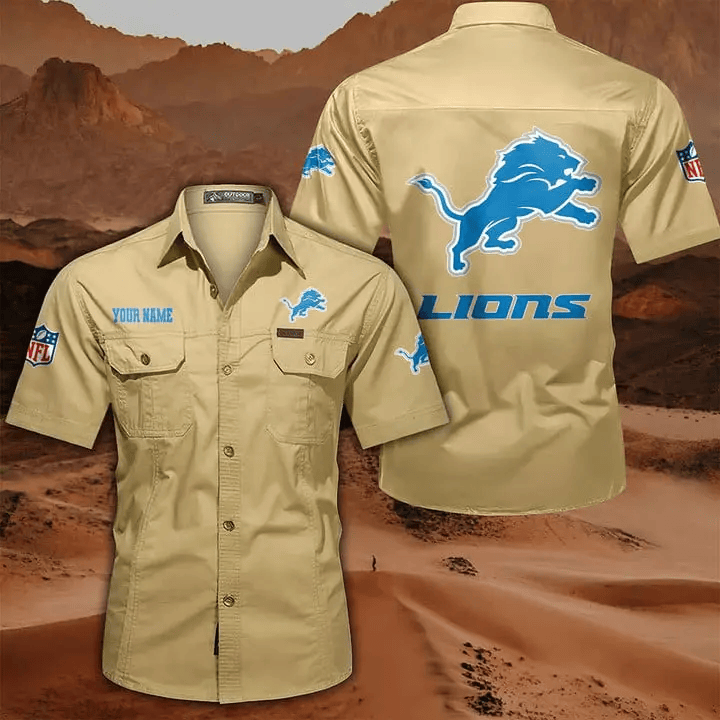 Detroit Lions Military Cargo Cotton Shirts