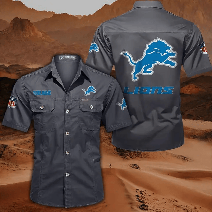 Detroit Lions Military Cargo Cotton Shirts