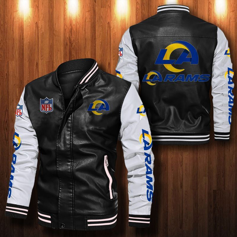 Signature Series Leather Jacket — Plush Sherpa Lining Los Angeles Rams HVKE1025