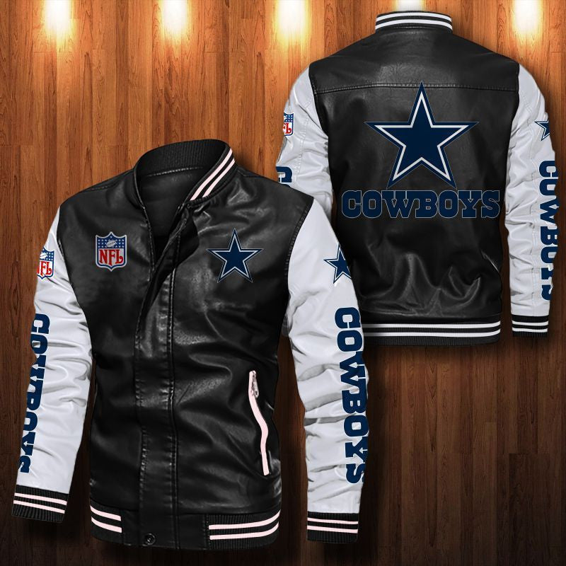 Signature Series Leather Jacket — Plush Sherpa Lining Dallas Cowboys HVKE1016