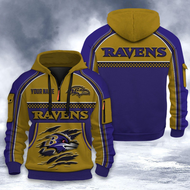 Baltimore Ravens DMHT2515 3D Half-zip Hoodie