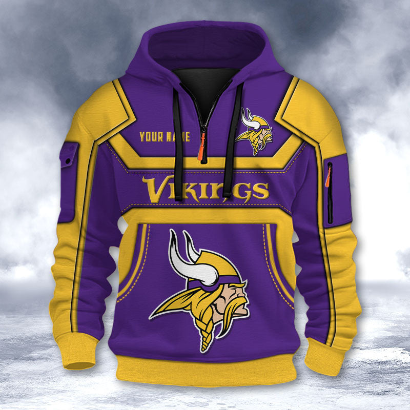 Minnesota Vikings DMHT2640 3D Half-zip Hoodie