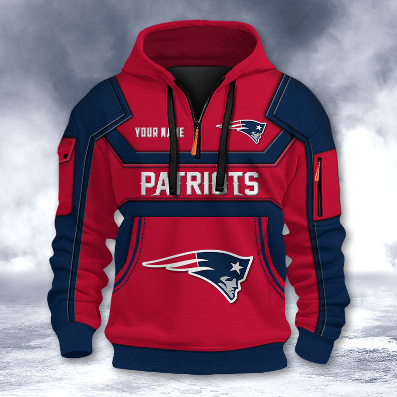 New England Patriots DMHT2641 3D Half-zip Hoodie
