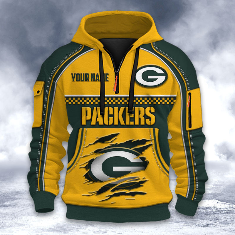 Green Bay Packers DMHT2598 3D Half-zip Hoodie