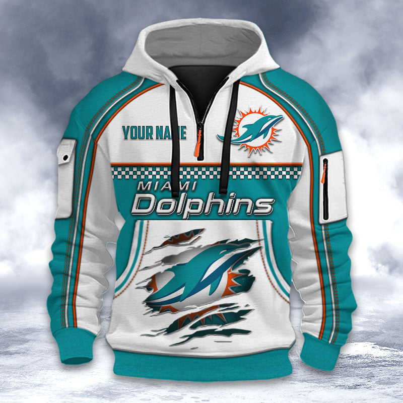 Miami Dolphins DMHT2606 3D Half-zip Hoodie
