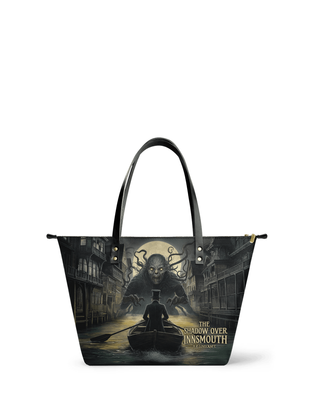 "The Shadow Over Innsmouth" Leather Tote Bag