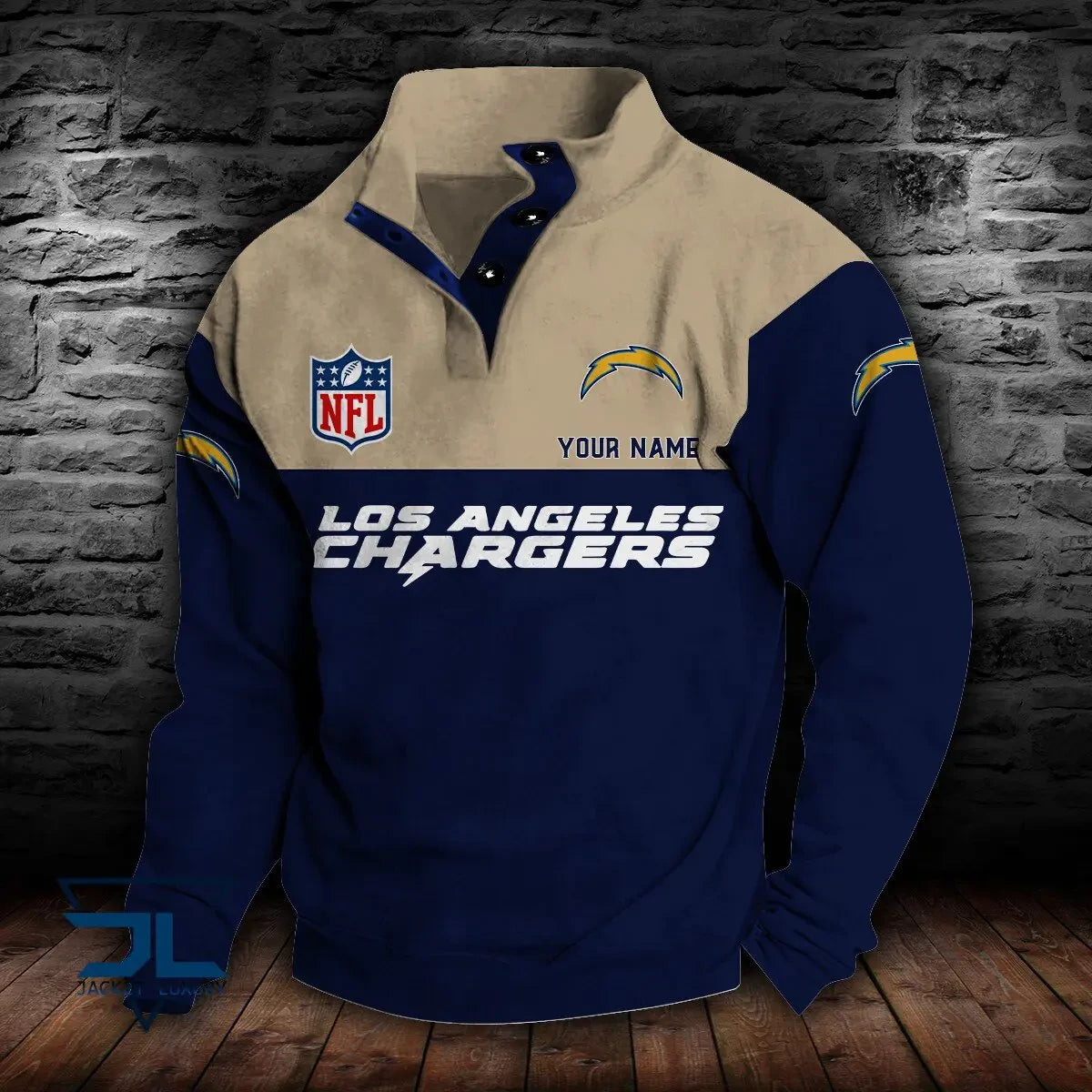 Los Angeles Chargers Double Breasted Stand Collar Hoodie S9DBSCH018