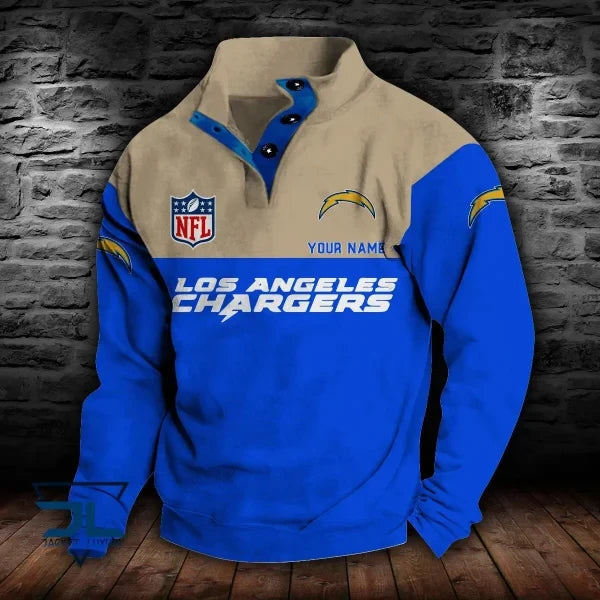 Los Angeles Chargers Double Breasted Stand Collar Hoodie S9DBSCH018