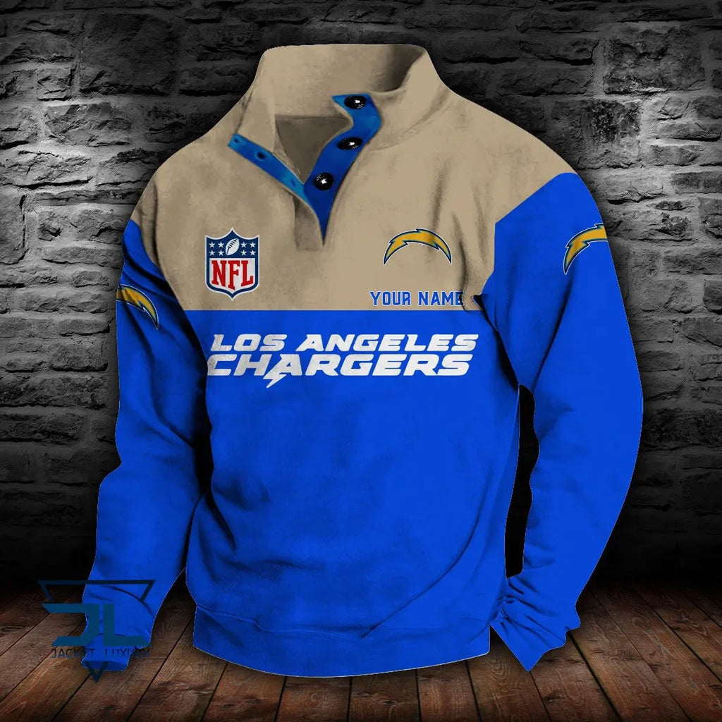 Los Angeles Chargers Double Breasted Stand Collar Hoodie S9DBSCH018