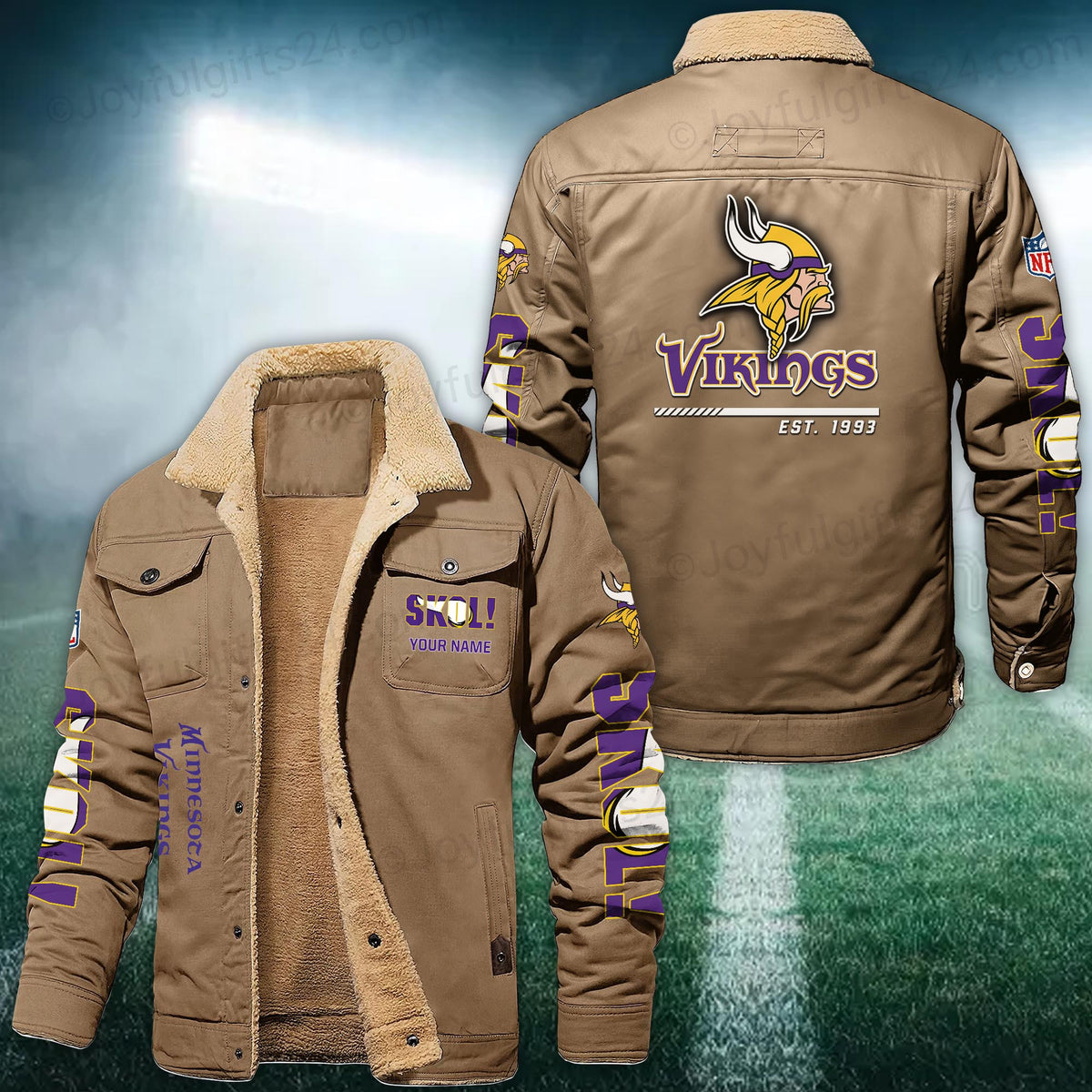 Minnesota Vikings FLEECE BOMBER JACKET Custom name 10043895N