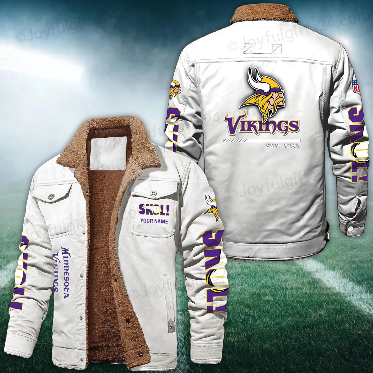 Minnesota Vikings FLEECE BOMBER JACKET Custom name 10043895N