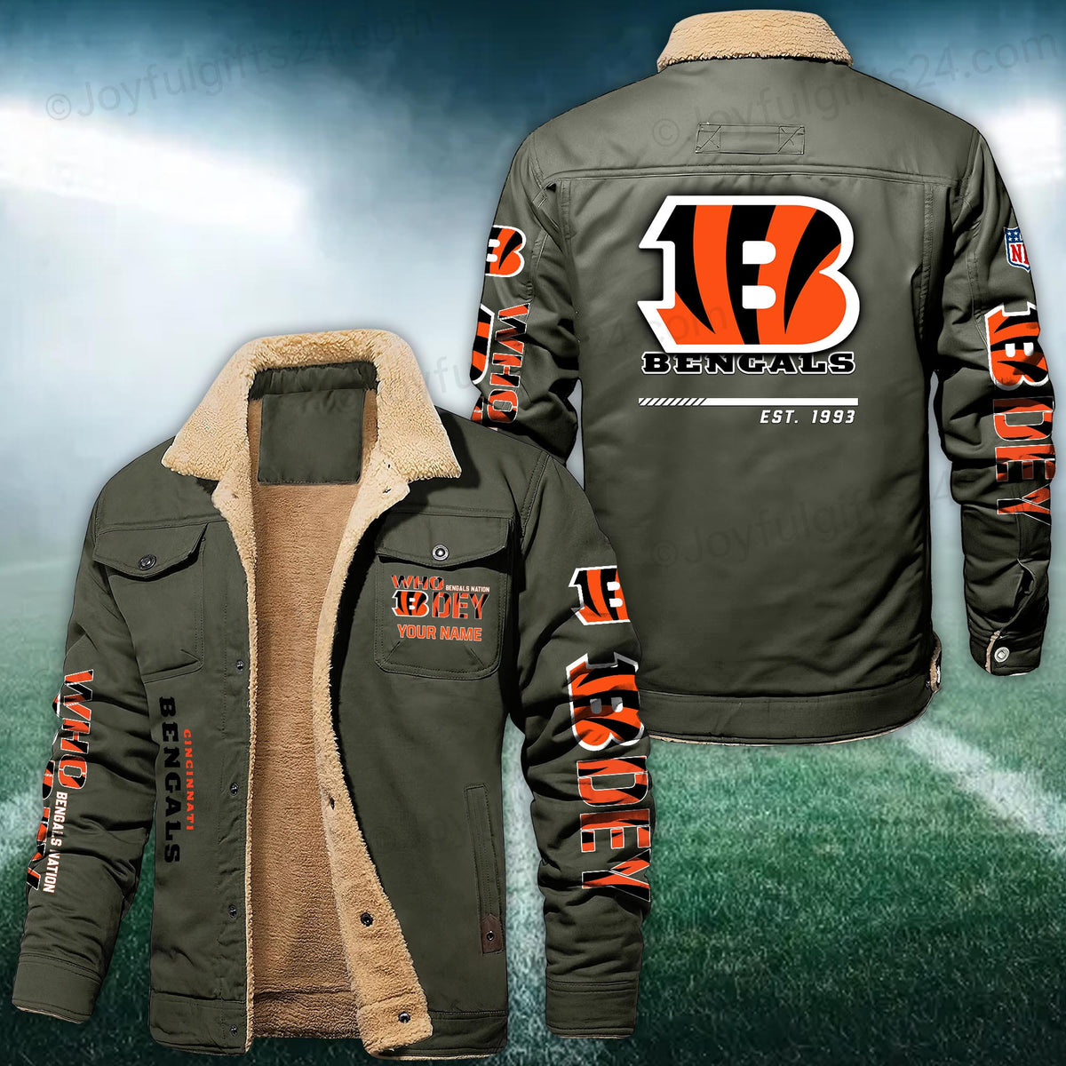 Cincinnati Bengals FLEECE BOMBER JACKET Custom name 10043895N