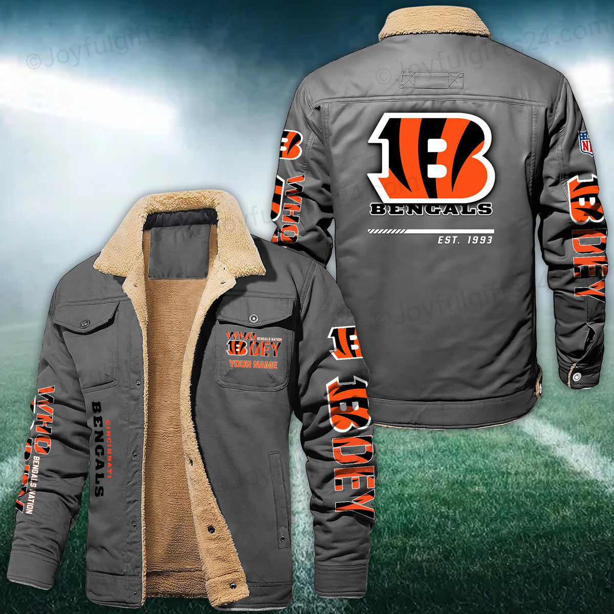Cincinnati Bengals FLEECE BOMBER JACKET Custom name 10043895N