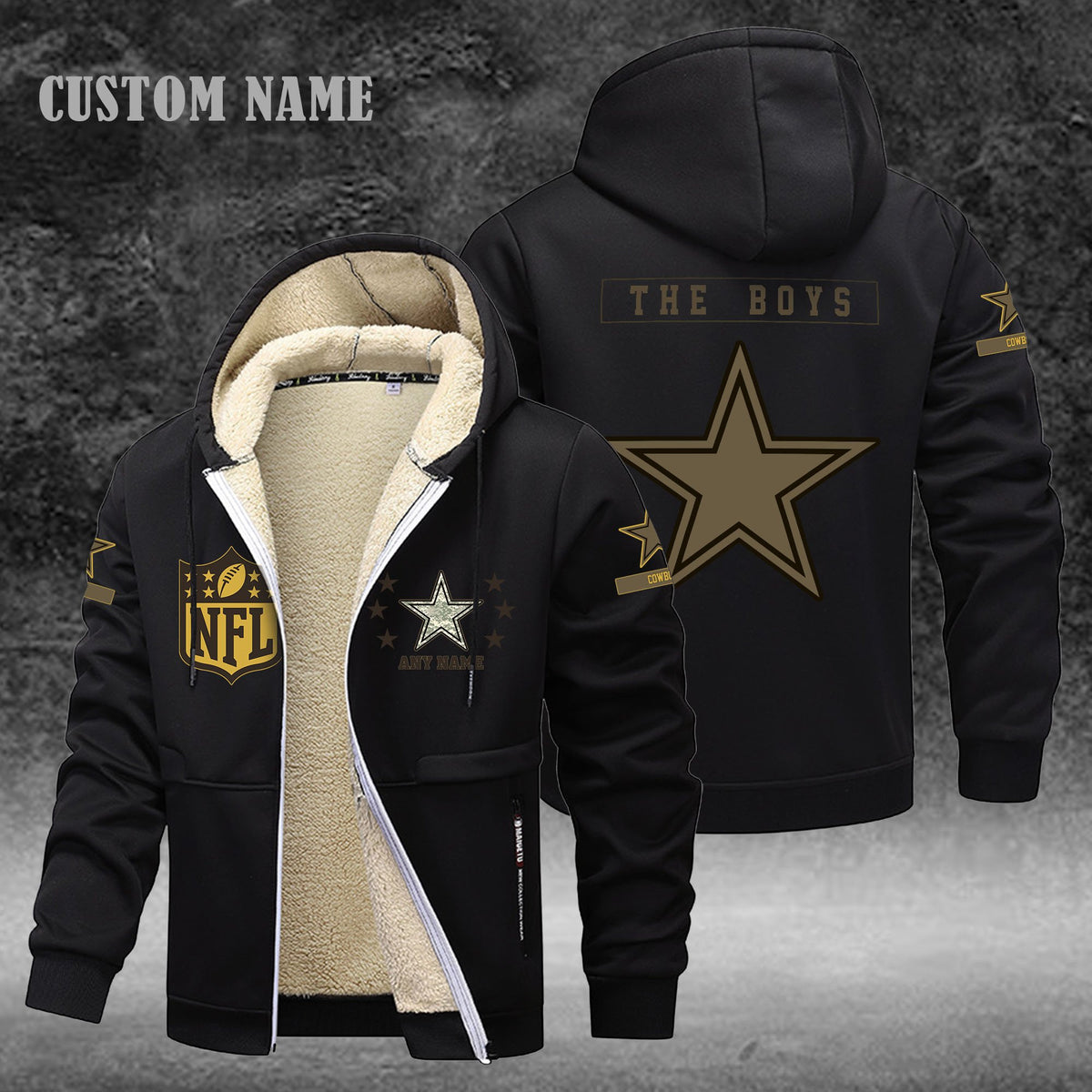 Dallas Cowboys NFL-Lamb Fleece Thick Coat- Custom name 10154094N