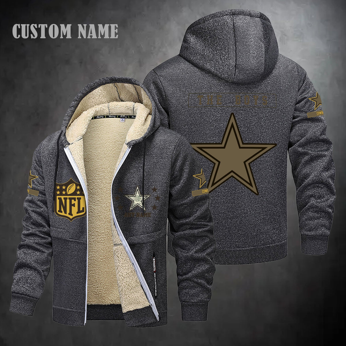 Dallas Cowboys NFL-Lamb Fleece Thick Coat- Custom name 10154094N
