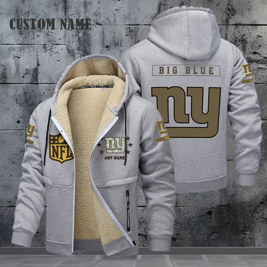 New York Giants NFL-Lamb Fleece Thick Coat- Custom name 10154094N