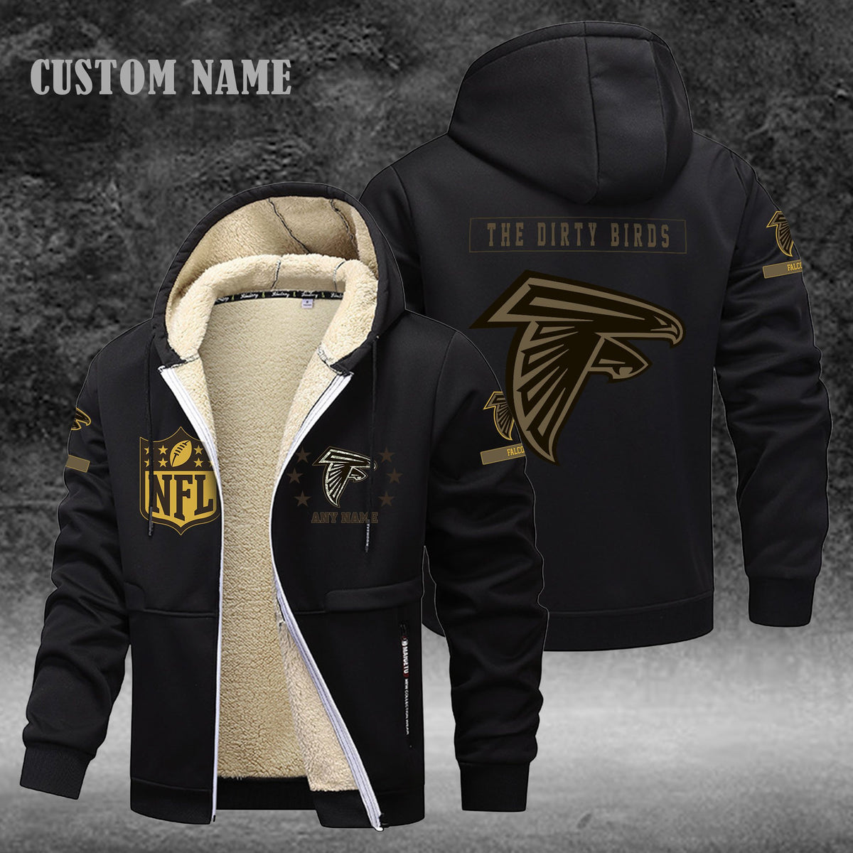 Atlanta Falcons NFL-Lamb Fleece Thick Coat- Custom name 10154094N