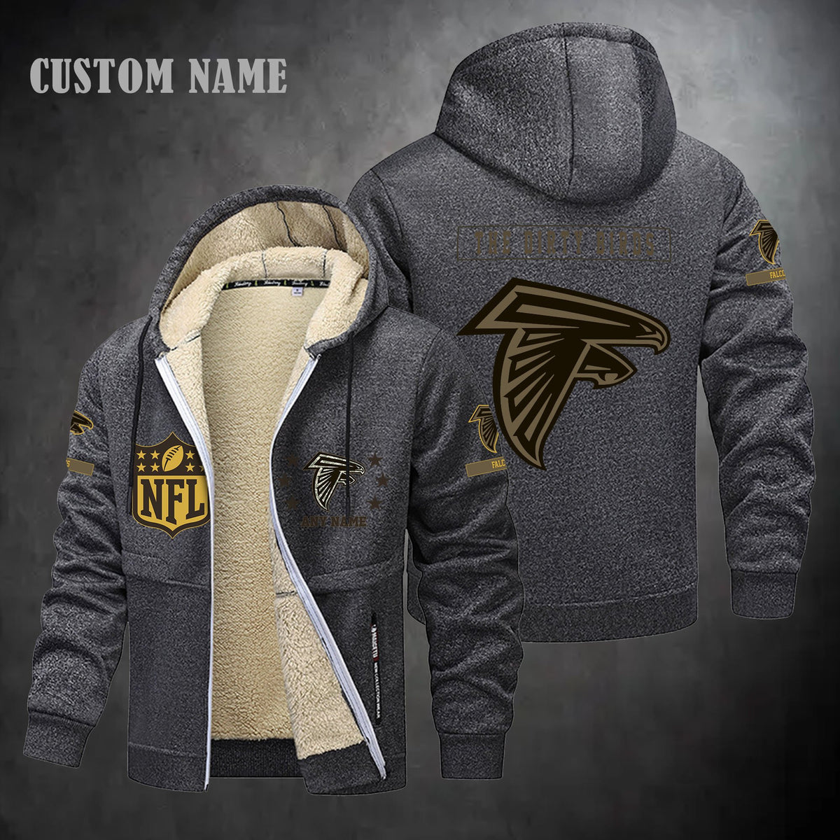 Atlanta Falcons NFL-Lamb Fleece Thick Coat- Custom name 10154094N