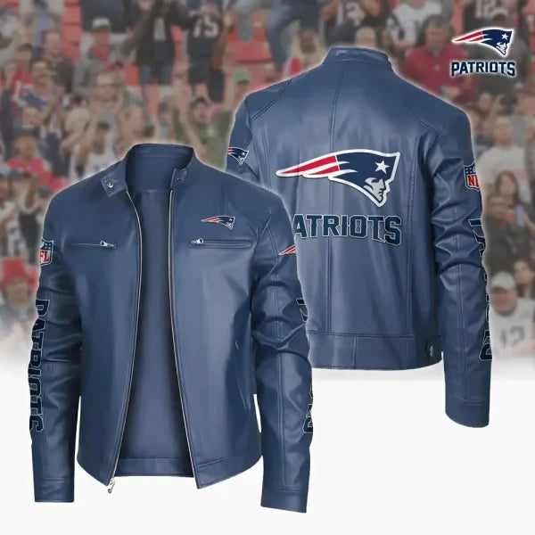Ultra-Premium Leather Jacket Dual Zip Chest— New England Patriots SPTSLJ030