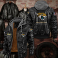 Premium & Ultra-Thick Leather Jacket with Fleece Hood - Jacksonville Jaguars PHVKC015