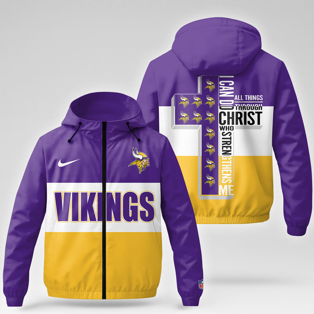 Minnesota Vikings | Premium NFL Strength Through Christ Windbreaker Jacket NTH1