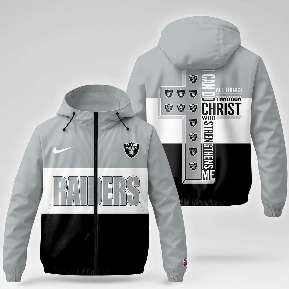 Las Vegas Raiders | Premium NFL Strength Through Christ Windbreaker Jacket NTH1
