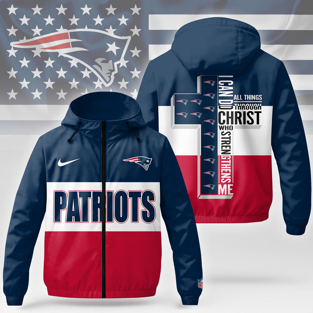 New England Patriots | Premium NFL Strength Through Christ Windbreaker Jacket NTH1