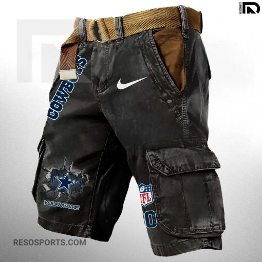 Dallas Cowboys Pocket Print Cargo Shorts (Belt Not Included) S9MCS106