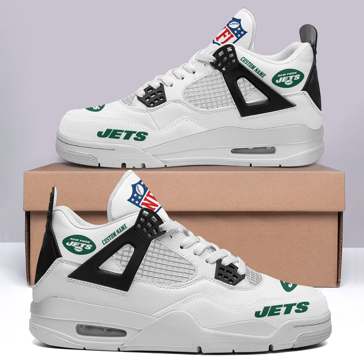 New York Jets Personalized AJ4 Sneaker BG296