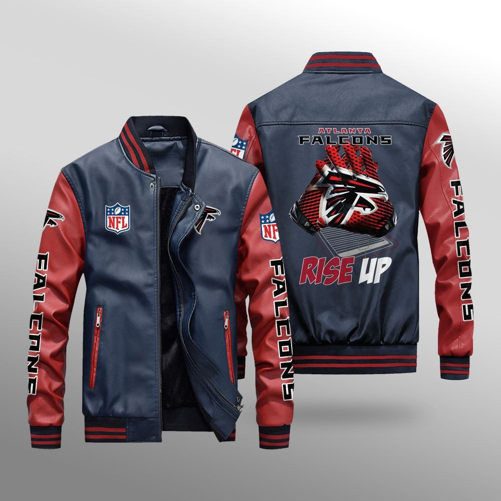 Atlanta Falcons Premium Fleece-Lined Leather Bomber Jacket BG18