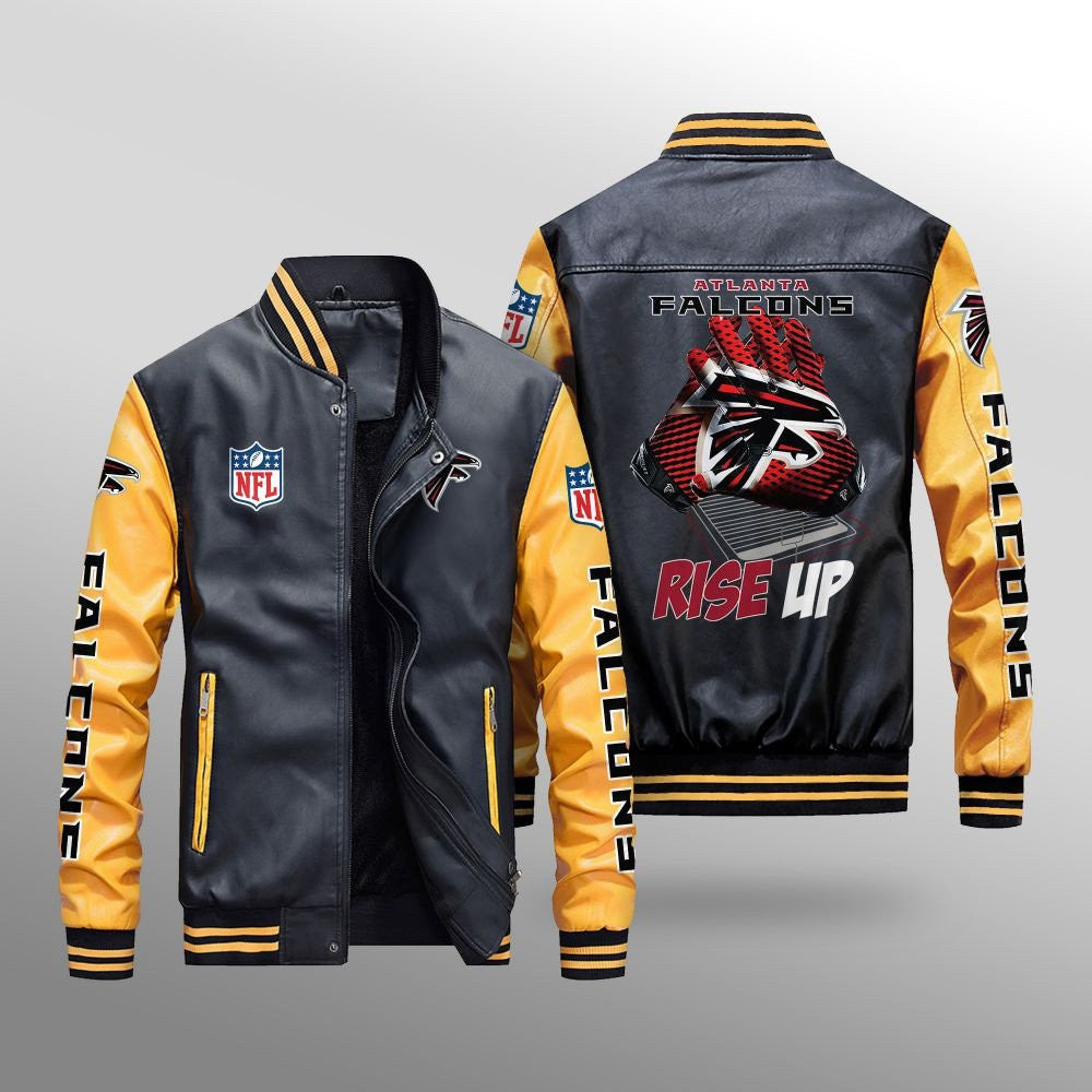 Atlanta Falcons Premium Fleece-Lined Leather Bomber Jacket BG18