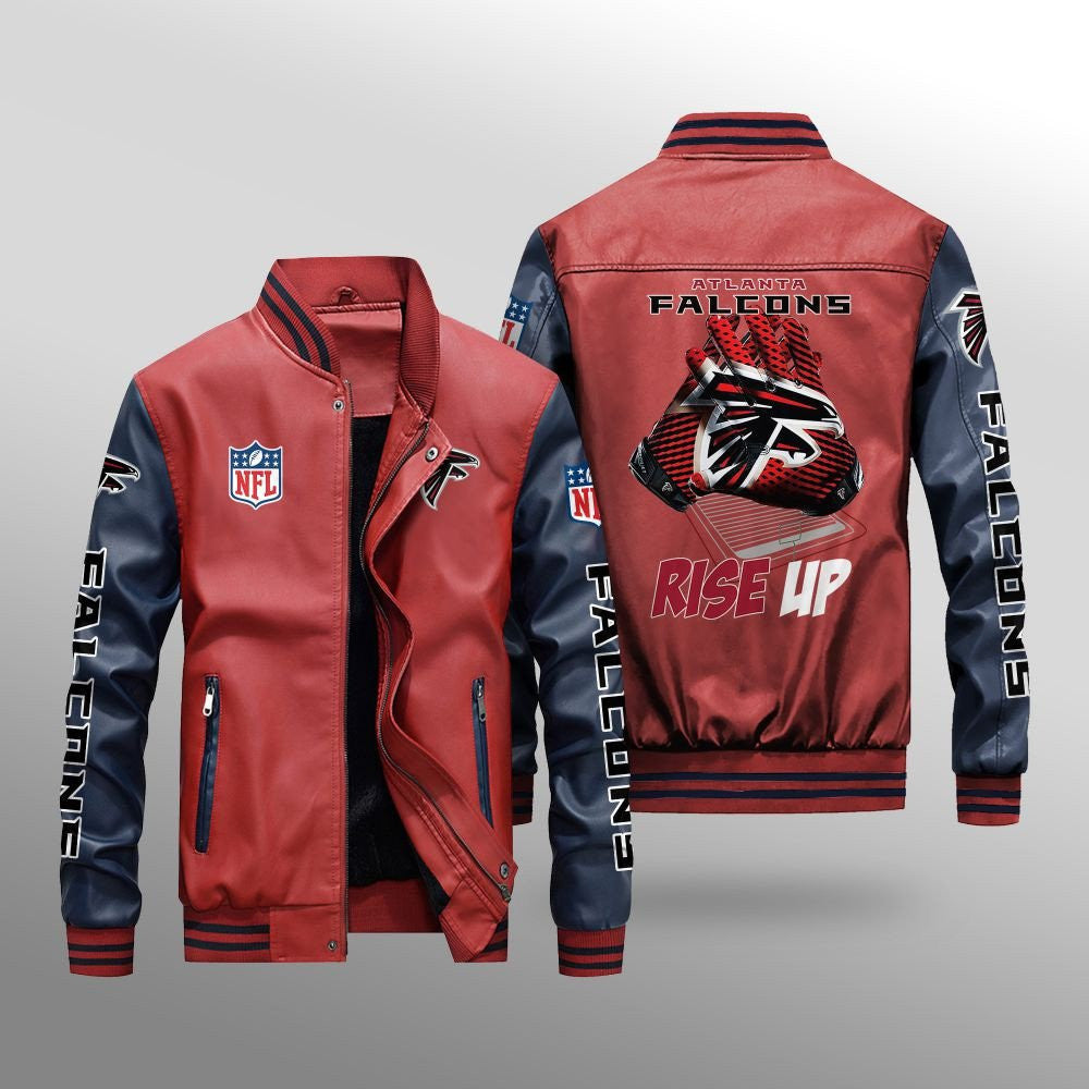 Atlanta Falcons Premium Fleece-Lined Leather Bomber Jacket BG18