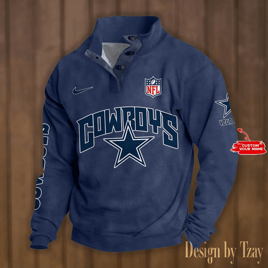 Dallas Cowboys Premium Stand-Collar Game-Day Pullover - Engineered Warmth & Personalized Name S9DBSCH041