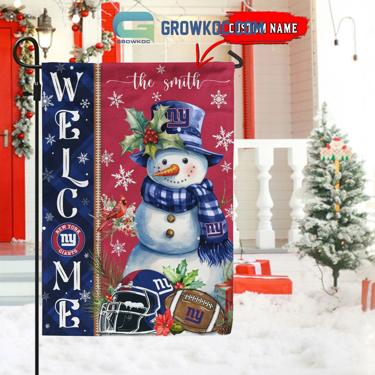 New York Giants Christmas Personalized Flag BGFLAG5431