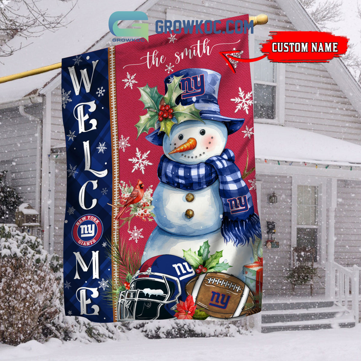 New York Giants Christmas Personalized Flag BGFLAG5431