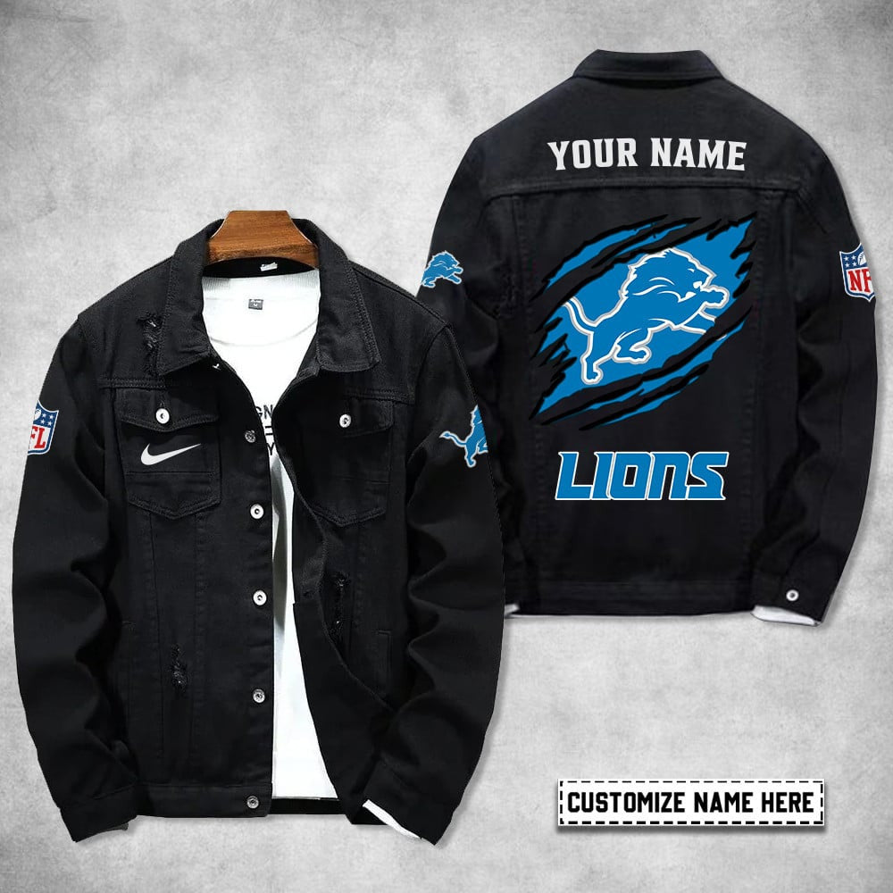 Detroit Lions Personalized Premium Denim Jacket S9DJ050
