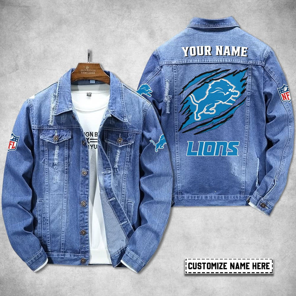 Detroit Lions Personalized Premium Denim Jacket S9DJ050