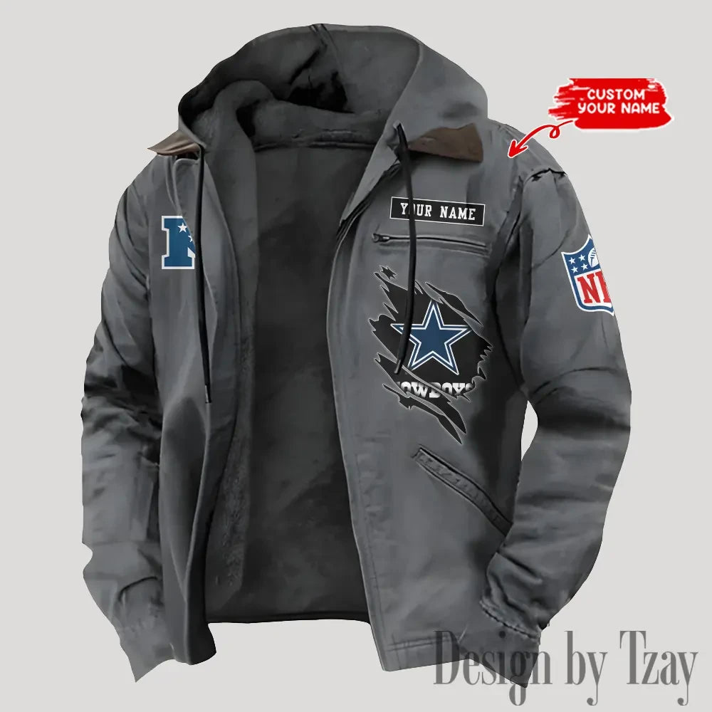 Dallas Cowboys Men's Casual Padded Jacket Hooded Trending 2026 SPTPJH138