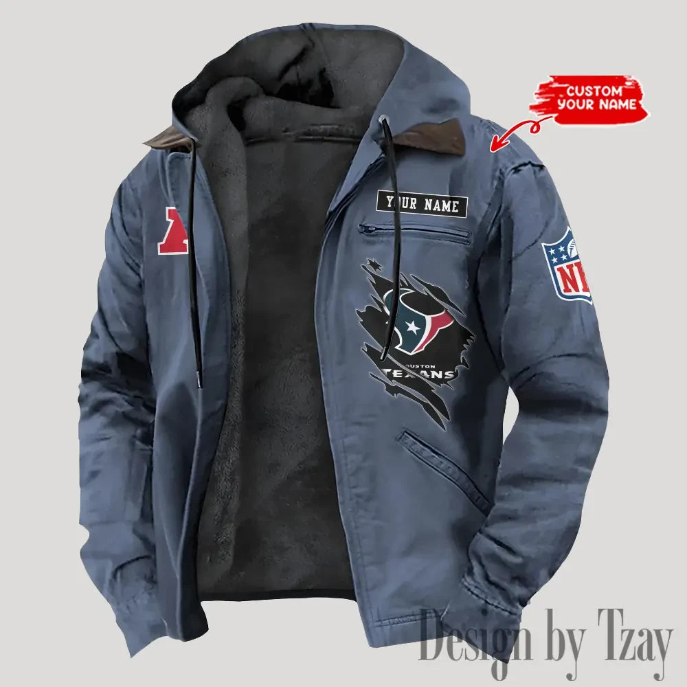 Houston Texans Men's Casual Padded Jacket Hooded Trending 2026 SPTPJH142