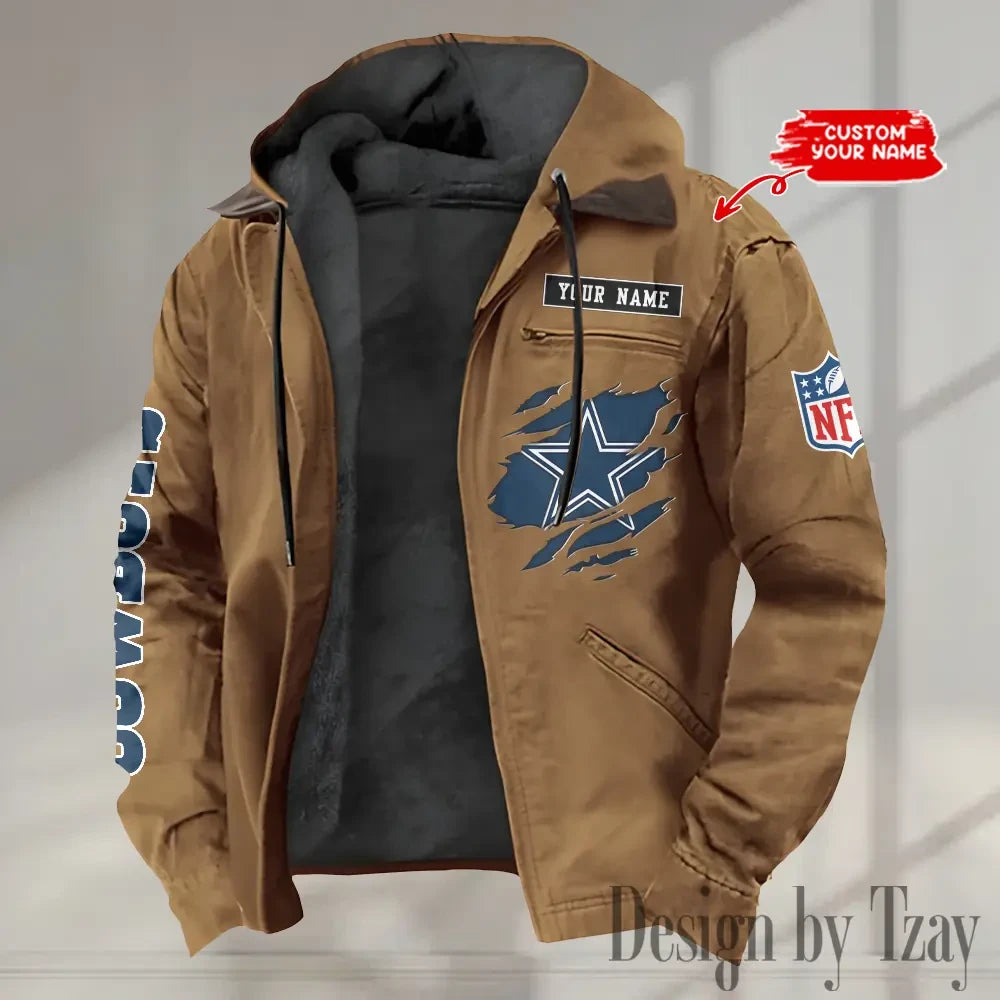 Dallas Cowboys Men's Casual Padded Jacket Hooded trending 2026 SPTPJH009