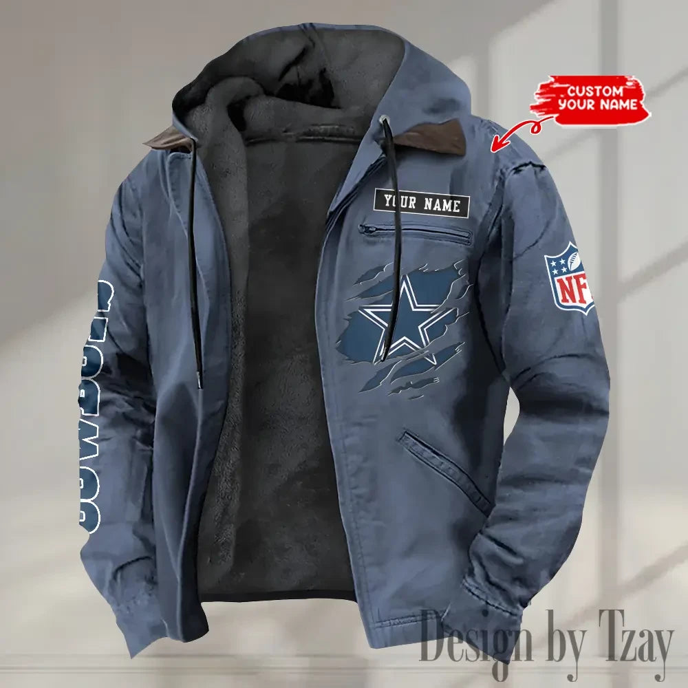 Dallas Cowboys Men's Casual Padded Jacket Hooded trending 2026 SPTPJH009